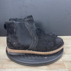 Born Women Size 8.5 Brenta Black Leather Pull On Chelsea Ankle Boots
